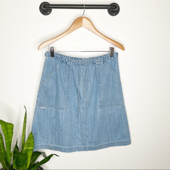Vintage Blassport drawstring jean skirt Bill Blass